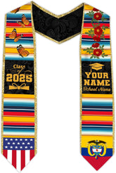 Pretyprints Colombians Graduation Sash, Custom Colombians American Flag Graduation Sash 2025, Colombia Graduation Stole