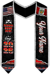 Pretyprints Peruvians Graduation Sash, Peru Graduation Stole Custom Personalized Peruvians American Flag Graduation Sash 2025