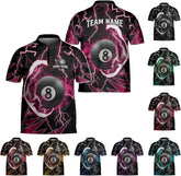 Artparel Personalized Billiard Jersey 3D Billiard Shirts for Men Billiard Bowling Jersey Billiards 9 Ball Pool Shirts for Men