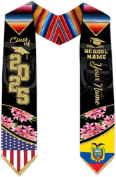 Pretyprints Ecuador Graduation Stole, Ecuadorians American Flag Graduation Sash 2025, Ecuadorians Graduation Sash