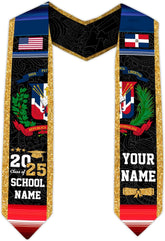 Pretyprints Custom Dominican Sash Graduation, Dominicans Flag Graduation Sash 2025, Dominican Republic Graduation Stole