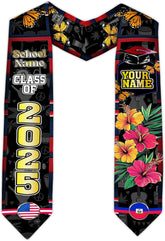 Pretyprints Haitians Graduation Sash, Haiti Graduation Stole Custom, Personalized Haitians American Flag Graduation Sash 2025