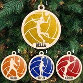 Personalized Name Female Volleyball Ornament for Chrismas 2022, Wood Volleyball Ornaments for Christmas Tree, Volleyball Ornaments for Women, Girl Christmas Tree Hanging Ornament Decorations, Red