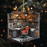 Podagree Personalized Barber Ornament, Personalized Barber Uniform Ornament, Custom Hairdresser Christmas Tree Ornament, Ornament Barbershop, Christmas Tree Décor, Barber Ornaments (BBS15)