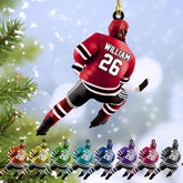 HomeDesign Personalized Hockey Christmas Ornament, Hockey Skates Helmet and Stick, Hockey Player Ornament, Hockey Ornaments, Gift for Hockey Lovers Hockey Ornament Christmas Decor (H2)