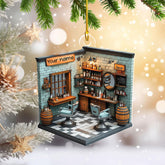 MAPrints Personalized Barber Shop Christmas Ornament, Hair Stylist Decoration, Barbershop Hairstylist Acrylic Wood 2D Flat, Barber Shop Monochrome Style Christmas Ornament, Gift for Barber (BBS 7)