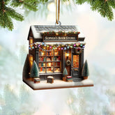 AOVL Personalized Bookstore Christmas Ornament Bookshop Ornament Librarian Ornament Book Lovers Bookshop 2D Flat Ornament Gift for Book Lovers Xmas The Book Shop Christmas (Bookstore 15)