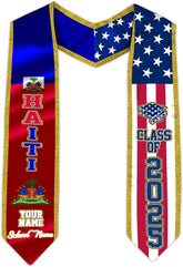 Pretyprints Haitians Graduation Sash, Haiti Graduation Stole Custom, Personalized Haitians American Flag Graduation Sash 2025