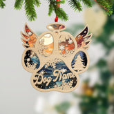 Personalized Suncatcher Wooden Dog Cat Paw Ornament Christmas 2024, Custom Dog Paw Suncatcher Wood Ornaments with Names, Pet Paw Wooden Dog Ornament, Pet Paw Christmas Ornament (PAW 8)