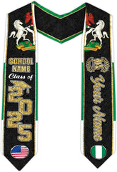 Pretyprints Custom Nigerian Graduation Sash, Nigeria Graduation Stole Customize, Nigerian American Flag Graduation Sash 2025