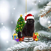 Personalized Black Cat Christmas Ornament 2024, Custom Black Cat Ornament, Black Cat Tree Ornament, Black Cat Ornaments for Christmas Tree, Black Cat Ornaments Black Cat Gift for Xmas Decor (Cat 7)