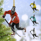 Artparel Personalized Hockey Christmas Ornament, Hockey Skates Helmet and Stick, Hockey Player Ornament, Hockey Ornament (Hockey 15)