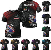 Custom 3D Billiard Shirt for Men Women Personalized Pool Player Team Apparel with 8 Ball Flag Design Gift to Billiard Lovers