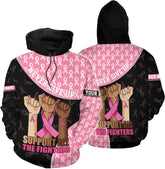 Podagree Personalized Breast Cancer Hoodie 3D, Pink Ribbon Awareness Sweatshirt, Survivor Pride Breast Cancer Zip Hoodie