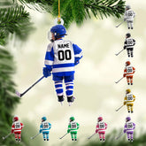 Ligthuy Personalized Hockey Ornaments for Xmas 2024, Hockey Ornament, Helmet and Gloves Wood Acrylic Hockey Ornament, Hockey Christmas Ornament, Gift for Hockey Lovers (Hockey 2)