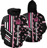 Podagree Personalized Breast Cancer Hoodie 3D, Pink Ribbon Awareness Sweatshirt, Survivor Pride Breast Cancer Zip Hoodie
