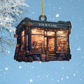 Piratify Personalized Bookshop Ornament, Bookstore Christmas Tree Decorations, Book Lover Gifts, Librarian Ornament, The Bookshop 2D Flat 2024 Christmas Ornaments (Bookshop 1)