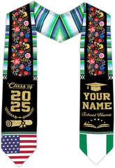 Pretyprints Custom Nigerian Graduation Sash, Nigeria Graduation Stole Customize, Nigerian American Flag Graduation Sash 2025