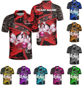 Intenprints Custom 3D Bowling Polo Shirts Personalized Jersey Men Women Team Name Unisex Bowling Shirt Jerseys