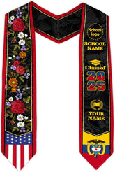 Pretyprints Colombians Graduation Sash, Custom Colombians American Flag Graduation Sash 2025, Colombia Graduation Stole