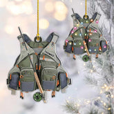 mostprints Personalized Fishing Ornament Custom Fishing Christmas Ornaments Fishing Vest Christmas Ornaments Gifts for Fishing Lovers Ornament Christmas Hanging Ornament Fisherman Gift (Fishing 11)