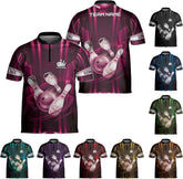 mostprints Personalized Bowling Jersey Gift 3D Custom Bowling Shirts for Team Name Bowl Bowler Shirt Unisex Cool Men Women