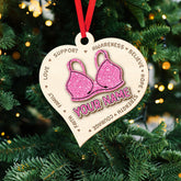 Personalized Pink Breast Cancer Awareness Ribbon Christmas Wood 2 Layers Ornament, Breast Cancer Survivor Pink Ribbon Ornament, Breast Cancer Inspirational Motivational Gifts for Women (BC 4)