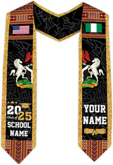 Pretyprints Custom Nigerian Graduation Sash Nigeria Graduation Stole Personalized Nigerian American Flag Graduation Sash 2025