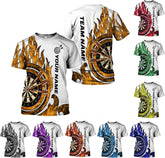 Artparel Personalized Dart Shirts for Men, Dart Polo 3D Shirts Custom Name Shirt, American Flag Shirt Unisex Shirt Size S-5XL