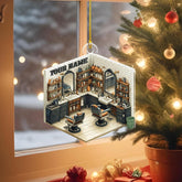 MAPrints Personalized Barber Shop Christmas Ornament, Hair Stylist Decoration, Barbershop Hairstylist Acrylic Wood 2D Flat, Barber Shop Monochrome Style Christmas Ornament, Gift for Barber (BBS 2)