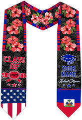 Pretyprints Haitians Graduation Sash, Haiti Graduation Stole Custom, Personalized Haitians American Flag Graduation Sash 2025