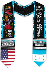 Pretyprints Honduran Graduation Sash, Custom Honduran American Flag Graduation Sash 2025, Honduras Graduation Stole