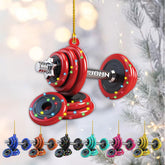 AOVL Personalized Weight Plate Ornament Weight Ornament Fitness Gift for Gym Ornament Merry Liftmas Christmas Hanging Ornaments Weight Plates Ceramic Ornament (Fitness 3)