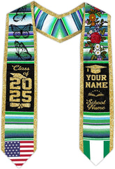 Pretyprints Custom Nigerian Graduation Sash, Nigeria Graduation Stole Customize, Nigerian American Flag Graduation Sash 2025