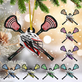 Mostefy Personalized Name Number Lacrosse Christmas Ornament, Lacrosse Ornament for Lacrosse Team Member, Lacrosse Christmas Pine Hanging Decoration for Xmas (Lacrosse 6)