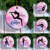 Suseaz Personalized Gymnastics Christmas Ornament Gift for Gymnasts, Kickfit Gifts, Gym Gifts, Custom Name and Cor Outfit, for Gym Lovers (GNT9)