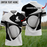 Mostprints Customized Name Gold Line Art Golf Ball Multicolor Sport Jersey Pattern Custom 3D Polo Shirt( 4 Colors )