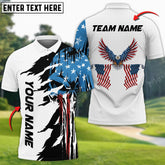 Mostprints Skull US Flag Pattern Golf Customized 3D Polo Shirt ( 4 Colors )
