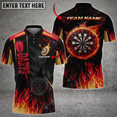 Mostprints Darts Fire Arrow Personalized Name, Team Name Unisex 3D Polo Shirt (4 Colors)