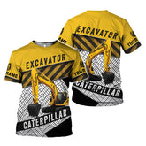 Custom Name Excavator 3D Shirt Design, Short Sleeve Tee for Men Women Graphic Top Casual Wear