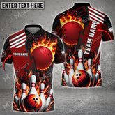 Mostprints Bowling Ball & Pins Solar Heat Multicolor Option Customized Name 3D Shirt (6 Colors)