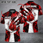Mostprints Bowling Fire Destroys Darkness Multicolor Option Customized Name 3D Shirt (4 Colors)