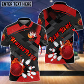 Mostprints Bowling Flame Tex Multicolor Option Customized Name 3D Shirt ( 4 Colors )
