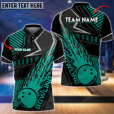 Mostprints Bowling & Pins Flame Sport Jersey Multicolor Option Customized Name, Team Name 3D Polo Shirt