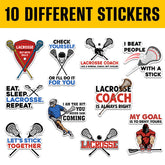 10PCS Lacrosse Stickers 3in, Vinyl Waterproof Lacrosse Stickers for Water Bottles Laptop Notebook Luggage, Party Favors