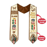 Custom Mexican American Flag Graduation Sash 2025, Mexico Graduation 2025