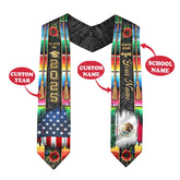 Custom Mexican Graduation Sash, Mexican American Flag Grad Sash 2025
