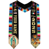 Personalized Mexican Graduation Sash, Custom Class of 2025 Mexicana Stole, Mexican Flag Estola de Graduación Gift