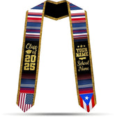 Custom Puerto Ricans Graduation Sash, Puerto Rico American Flag Graduation Sash 2025, Puerto Rico Graduation Stole