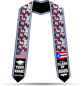 Custom Puerto Ricans Graduation Sash 2025, Puerto Rico American Flag Graduation Stole, Puerto Rico Graduation Stole 2025